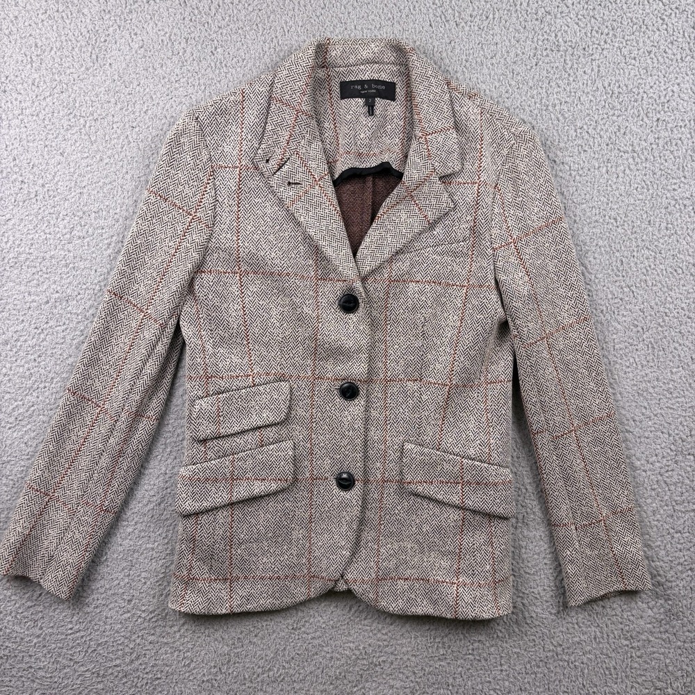 Rag & Bone Blazer Womens 2 Gray Slade Herringbone Windowpane Check